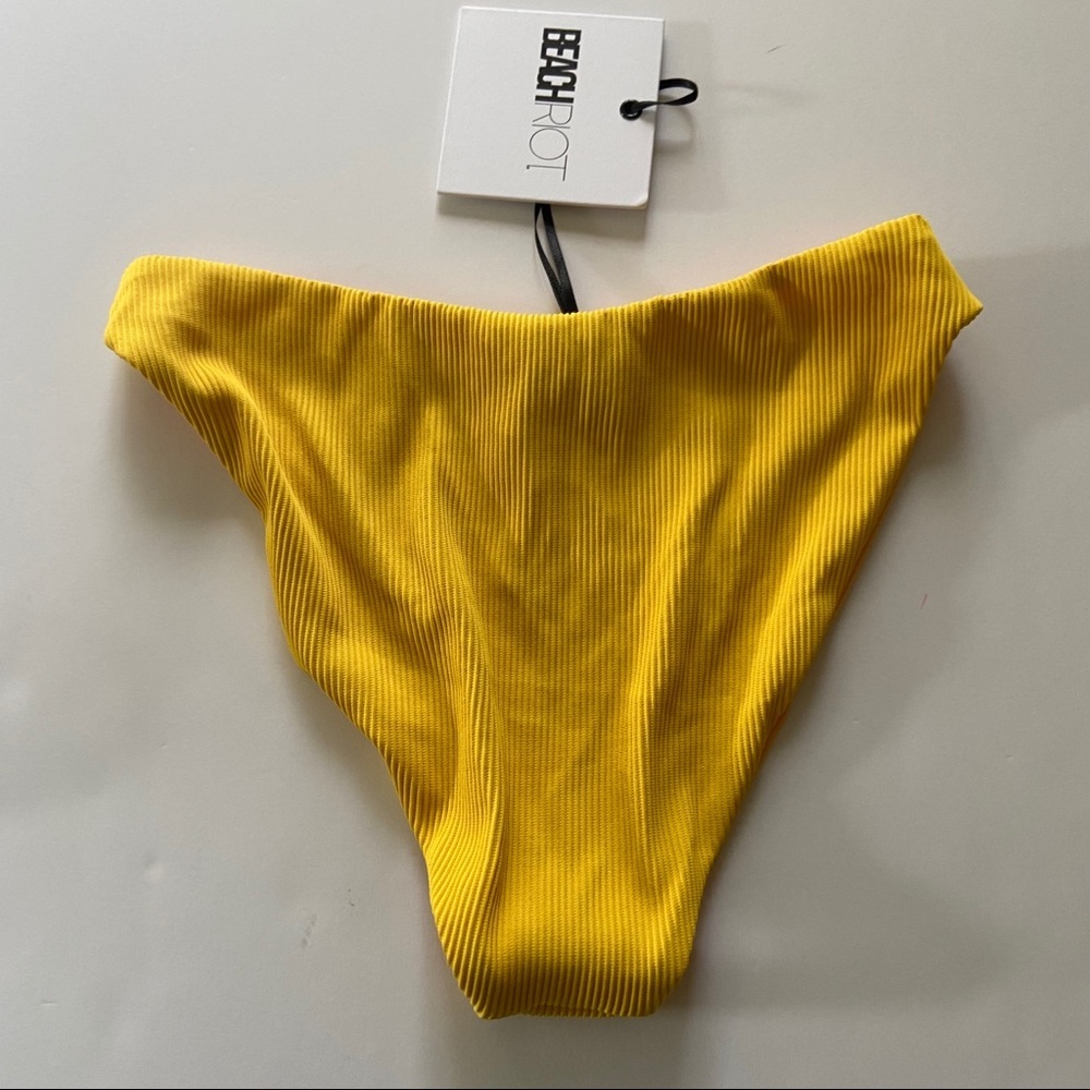 NEW Beach Riot Yellow Ribbed Chelsea Bikini Bottom - Picture 6 of 6